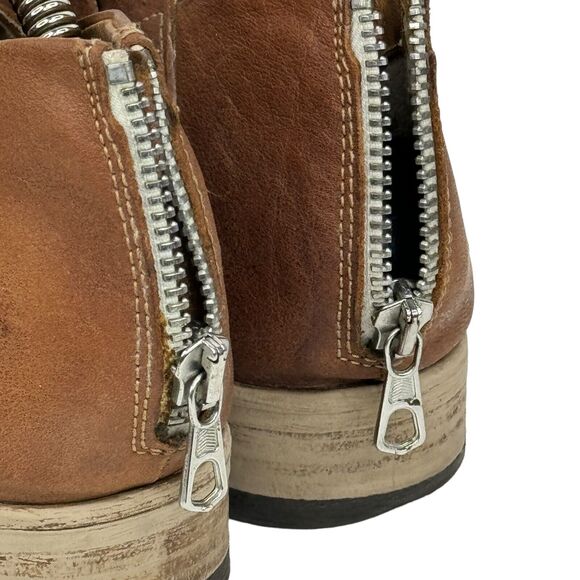 Free People Lost Valley Leather Ankle Bootie 38 7.5 Western Brown Festival Boots - Picture 6 of 12